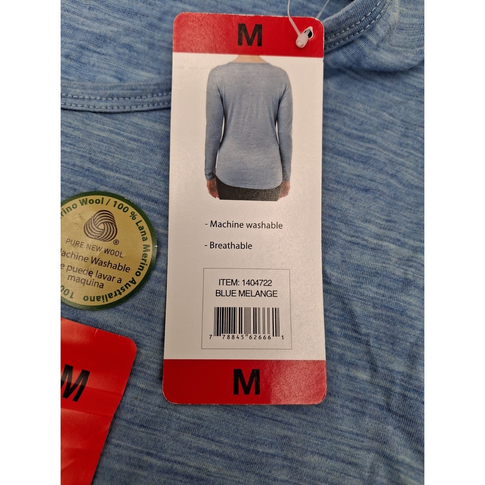 Seg'ments Womens 100% Merino Wool Long Sleeve Top Blue Melange 1404722 Medium - Picture 3 of 4